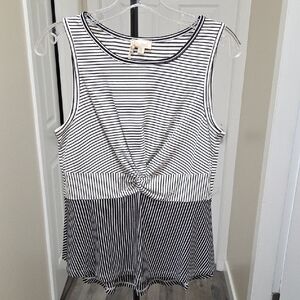 Nwt Hem & Thread Stripe Peplum Top